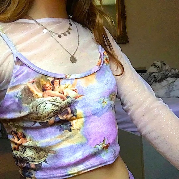 Purple angel sky print crop top 👼🏼☁️ - Picture 4 of 10